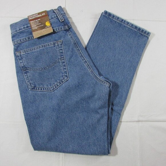 Carhartt Men's Straight Fit Heavyweight 5 Pocket Tapered Leg Jeans Stonewash B18 - Picture 1 of 3